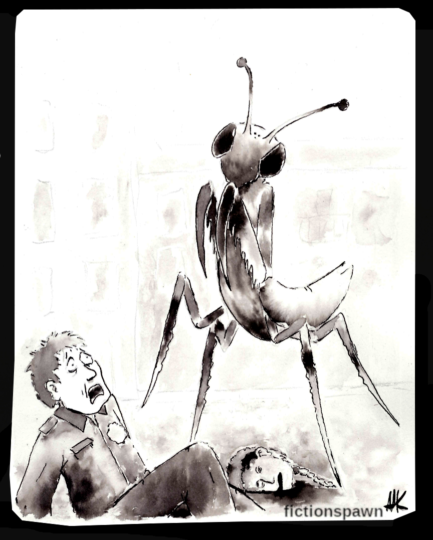 Mantis attacking police Aak fictionspawn