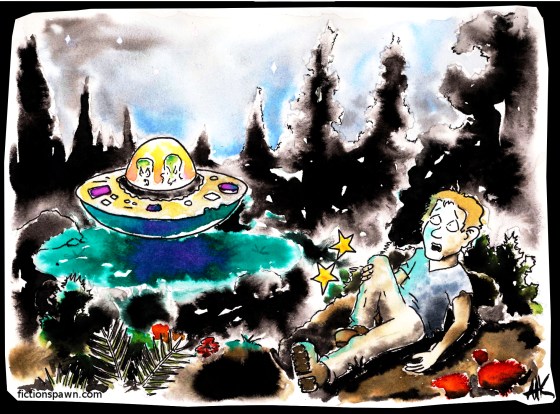 A man is hit by a UFO. Aak fictionspawn