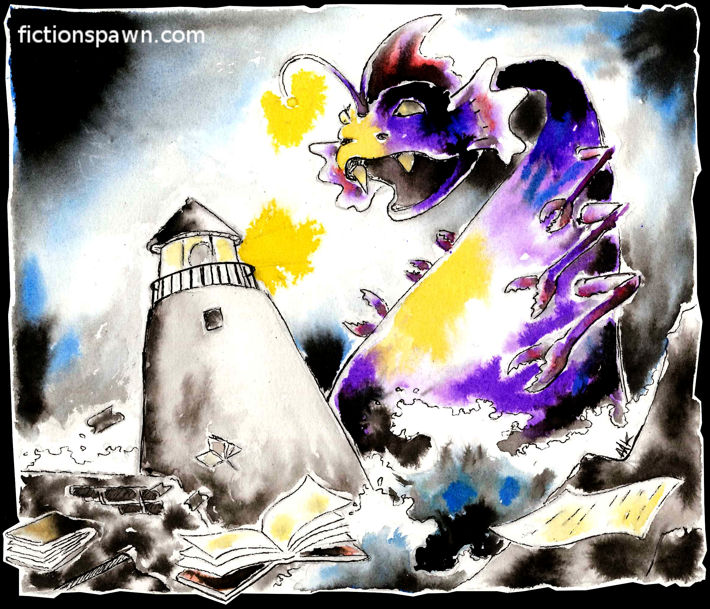 A monster and a lighthouse. Aak fictionspawn