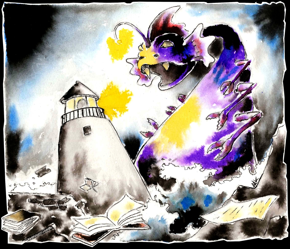 A monster and a lighthouse. Books. Aak fictionspawn