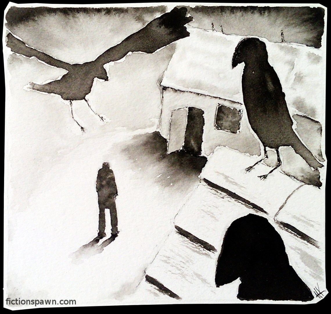Crows ink illustration.