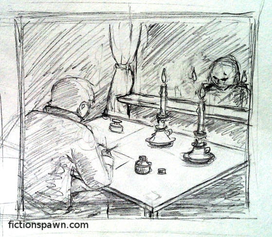 A man writing a letter. Aak fictionspawn