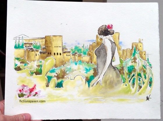 Flamenca in front of Alhambra Aak fictionspawn
