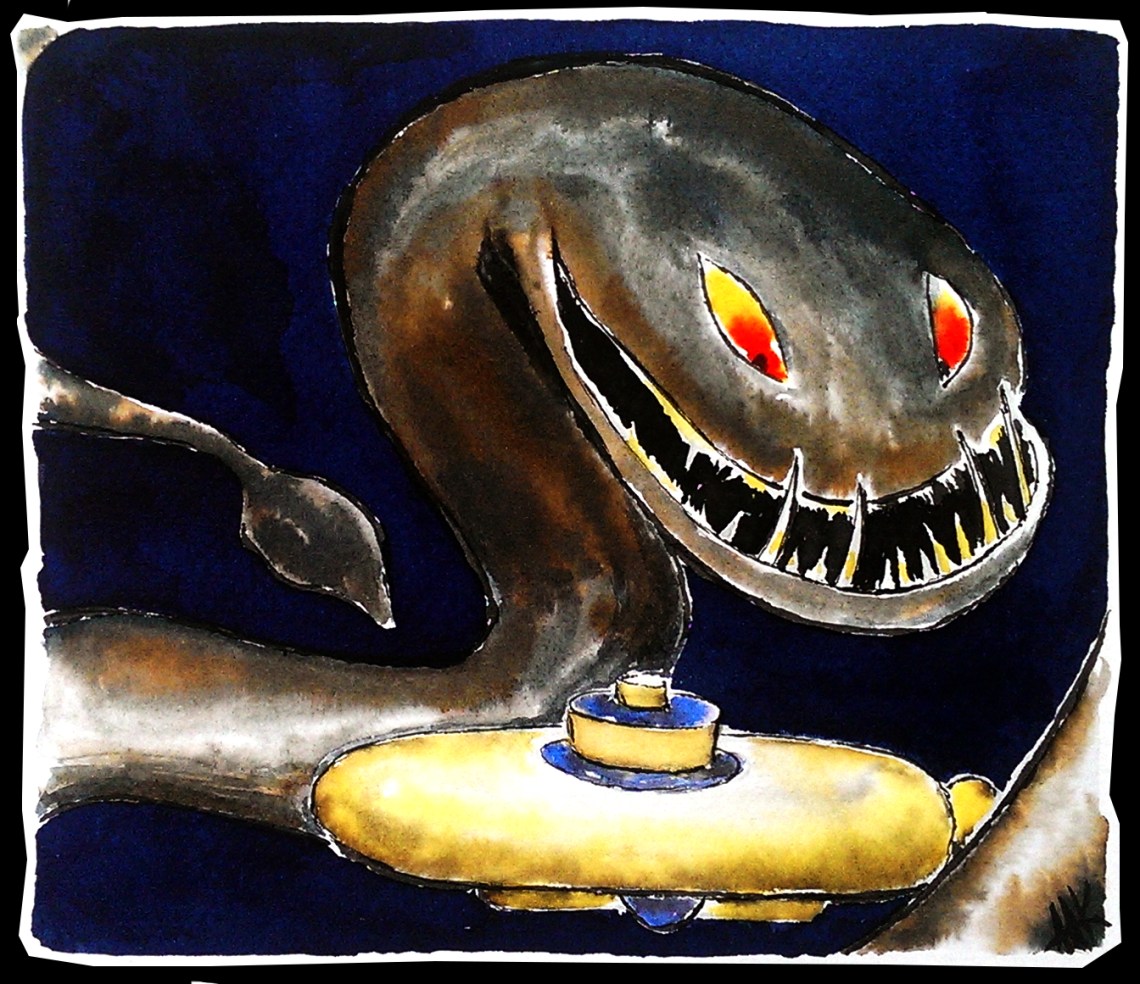 Giant Deep Water Eel. Submarine. Aak fictionspawn
