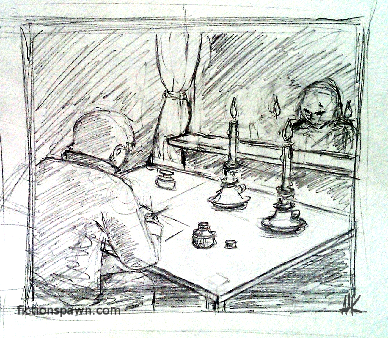 Man writing a letter aak fictionspawn
