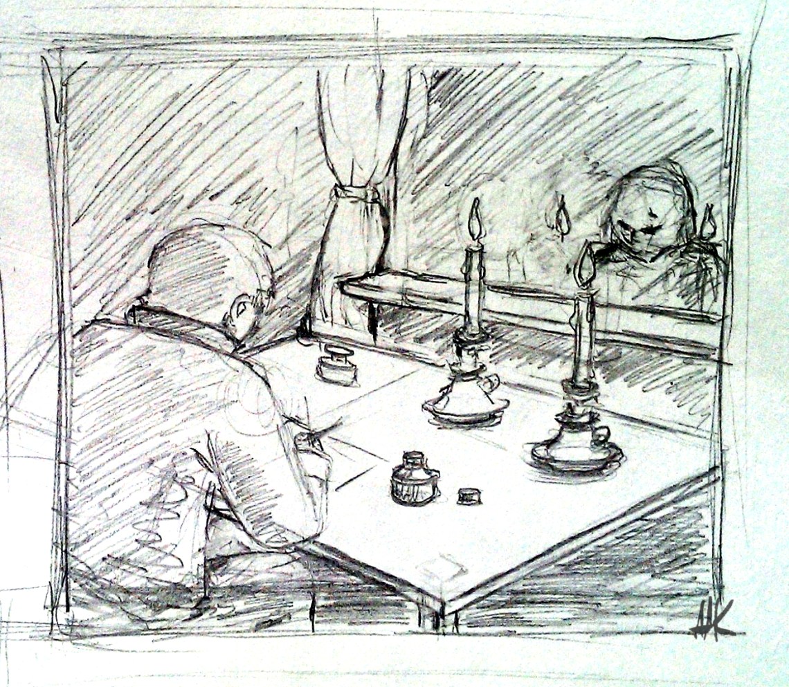 Man writing a letter. Aak fictionspawn