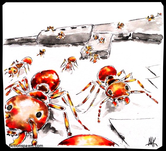 Ants walking over a rifle. Aak fictionspawn