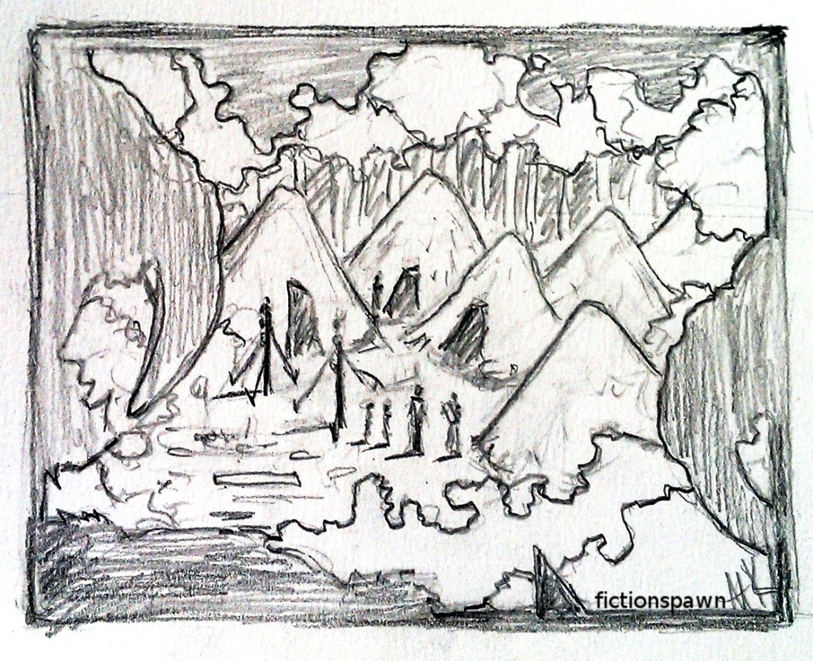 Saber tooth cats watching a Neolithic village. Aak fictionspawn