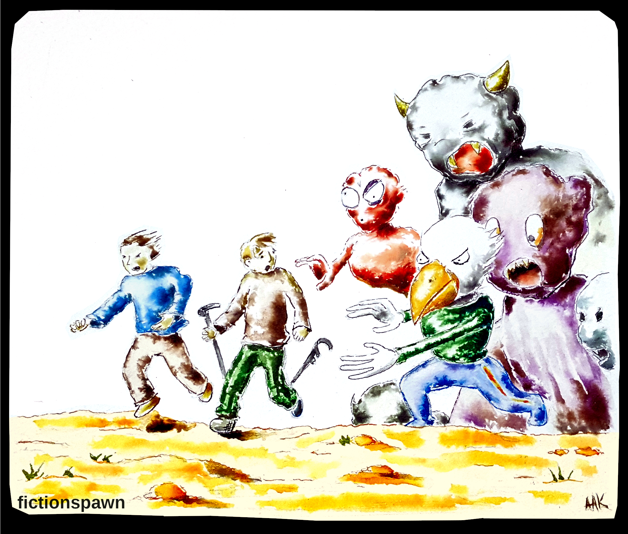 Boys running from monsters Aak fictionspawn
