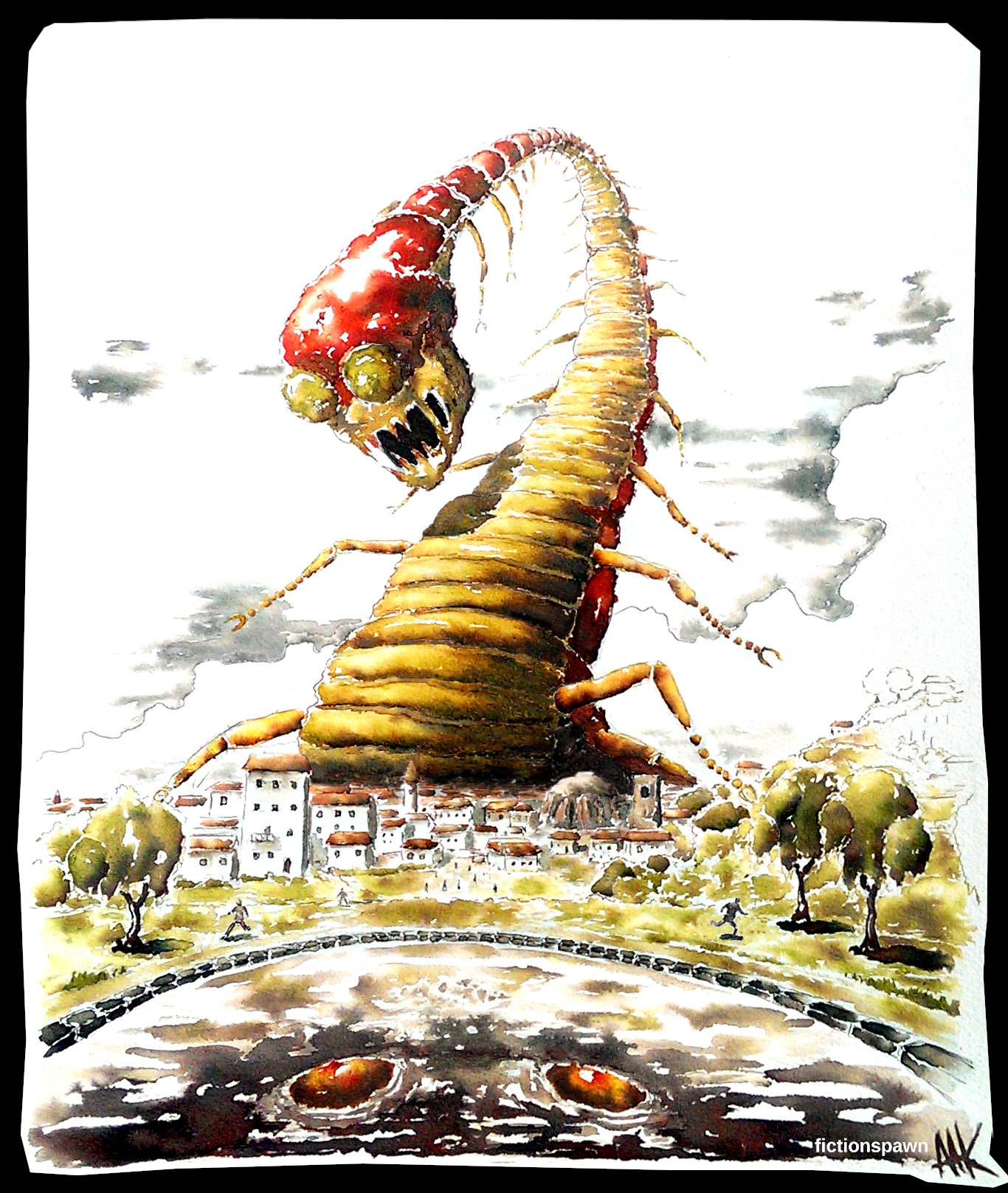 An arthropod monster attacks a city. Aak fictionpawn