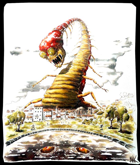 An arthropod monster attacks a city. Aak fictionpawn