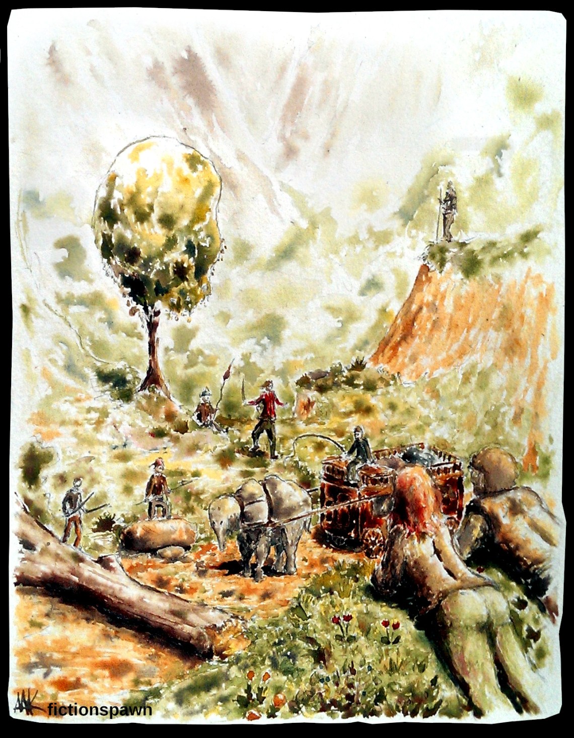 Bandits attacking a wagon. Aak fictionspawn