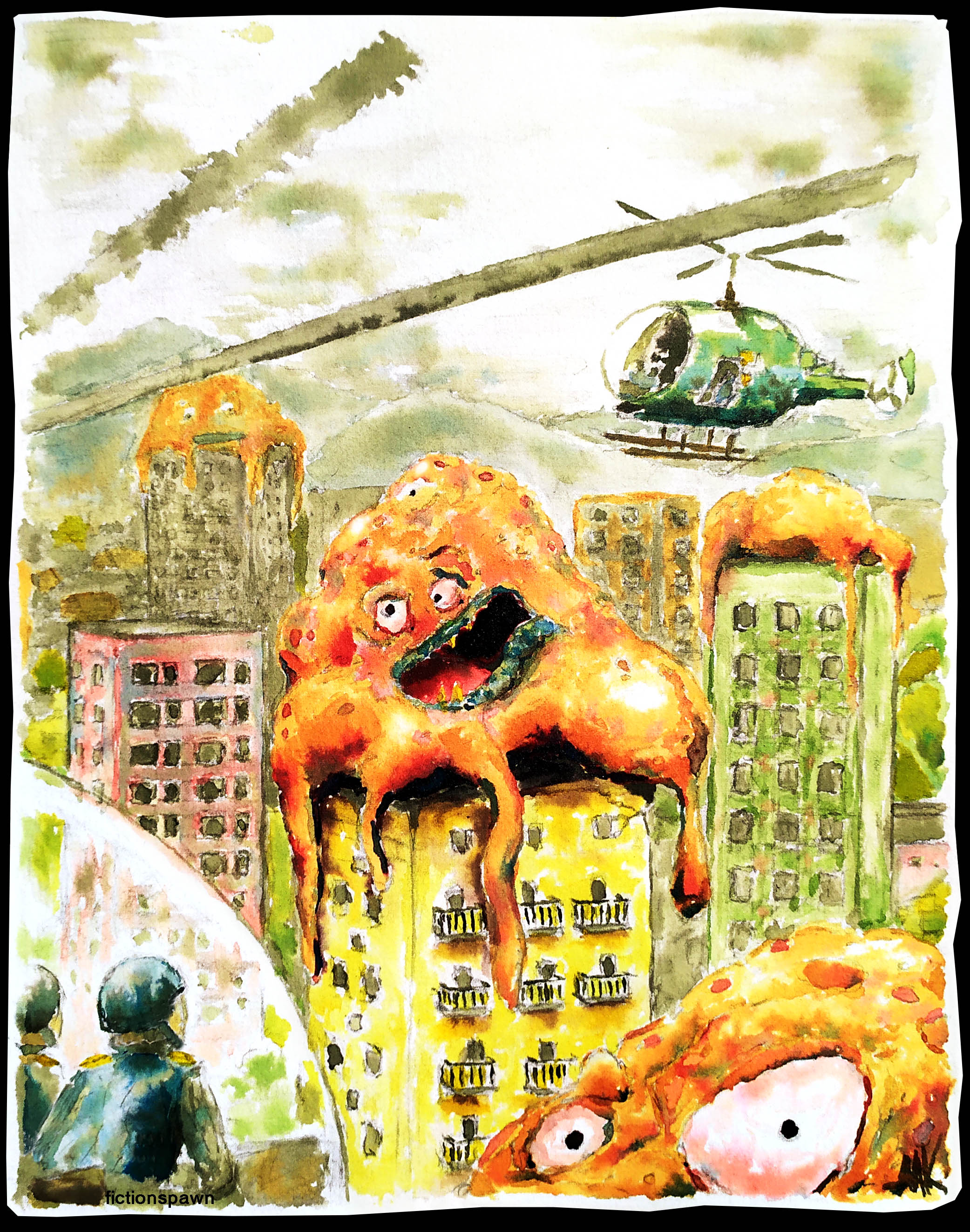 City monsters on buildings Aak fictionspawn